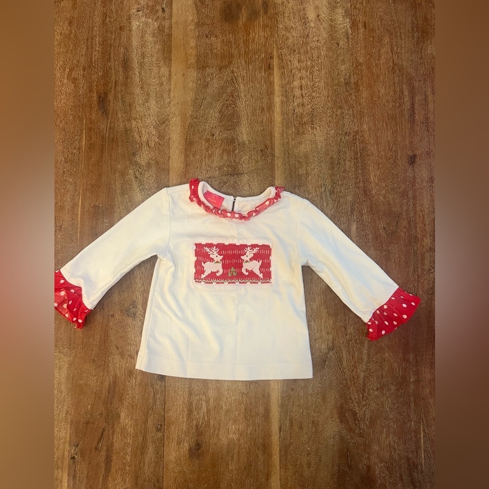 Claire and Charlie Toddler Christmas reindeer embroidered top size‎ 24 months